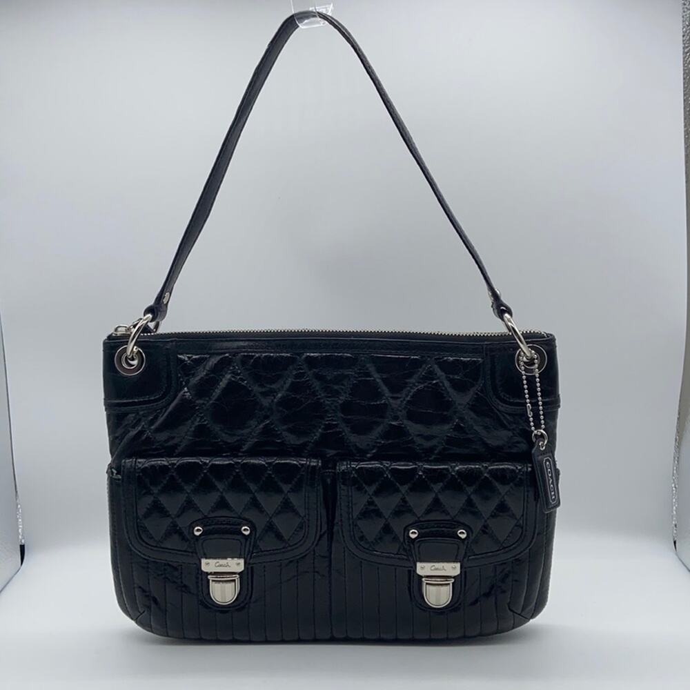 Coach Black Leather Quilted Poppy Shoulder Bag